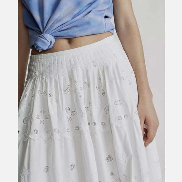 Polo Ralph Lauren White Eyelet Tiered Poplin Maxi Skirt - Picture 3 of 6